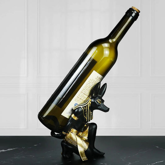 Estatueta de Anúbis com suporte para vinho