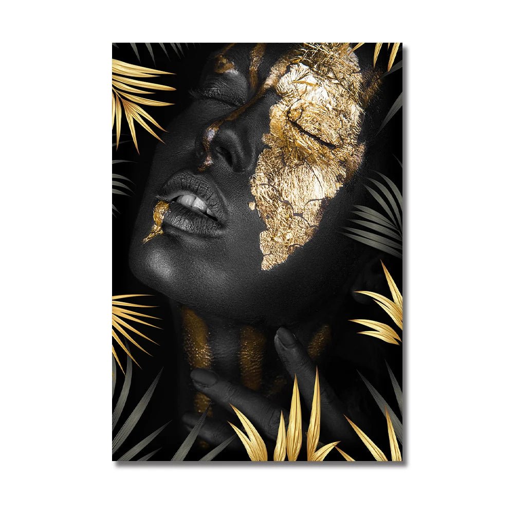 Arte em tela -Maquiagem e Folhas de Ouro - Maoris
