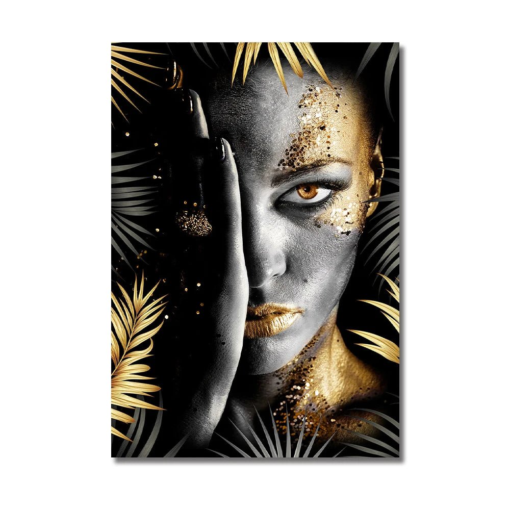 Arte em tela -Maquiagem e Folhas de Ouro - Maoris