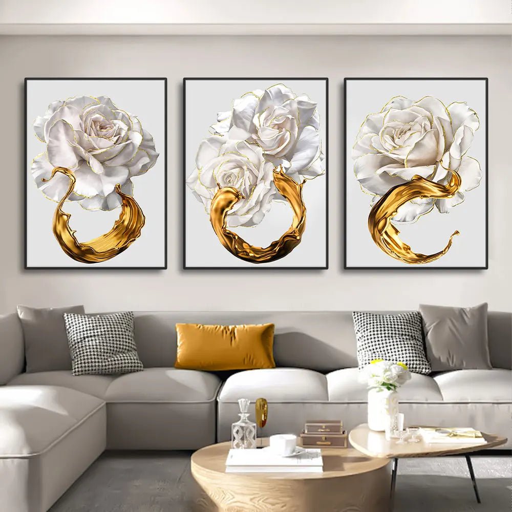 Arte em tela - Rosas Brancas - Maoris